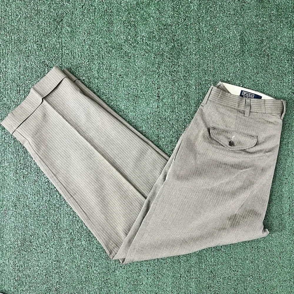 Vintage Polo Ralph Lauren Men's Houndstooth Double Pleated Dress Pants 34x30